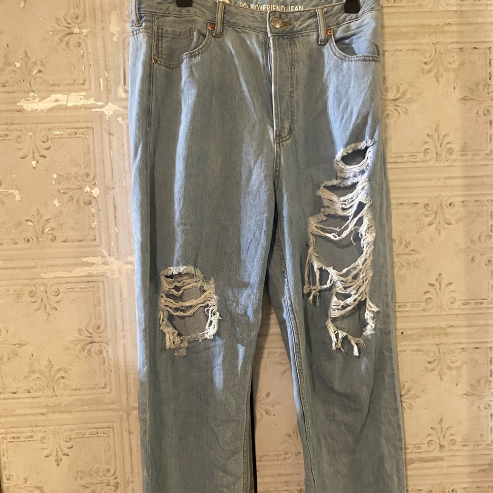 Distressed Blue Jeans